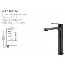 ECT NIXON Tower Basin Mixer Gun Metal Finish